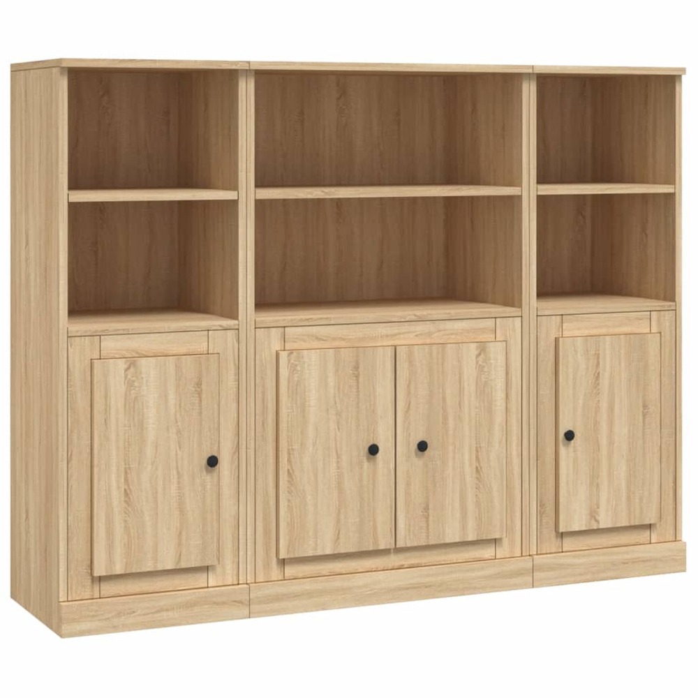 Buffet bahut commode armoire meuble de rangement organisateur cuisine salle de séjour salons 3 pcs sonoma bois d'ingénierie m