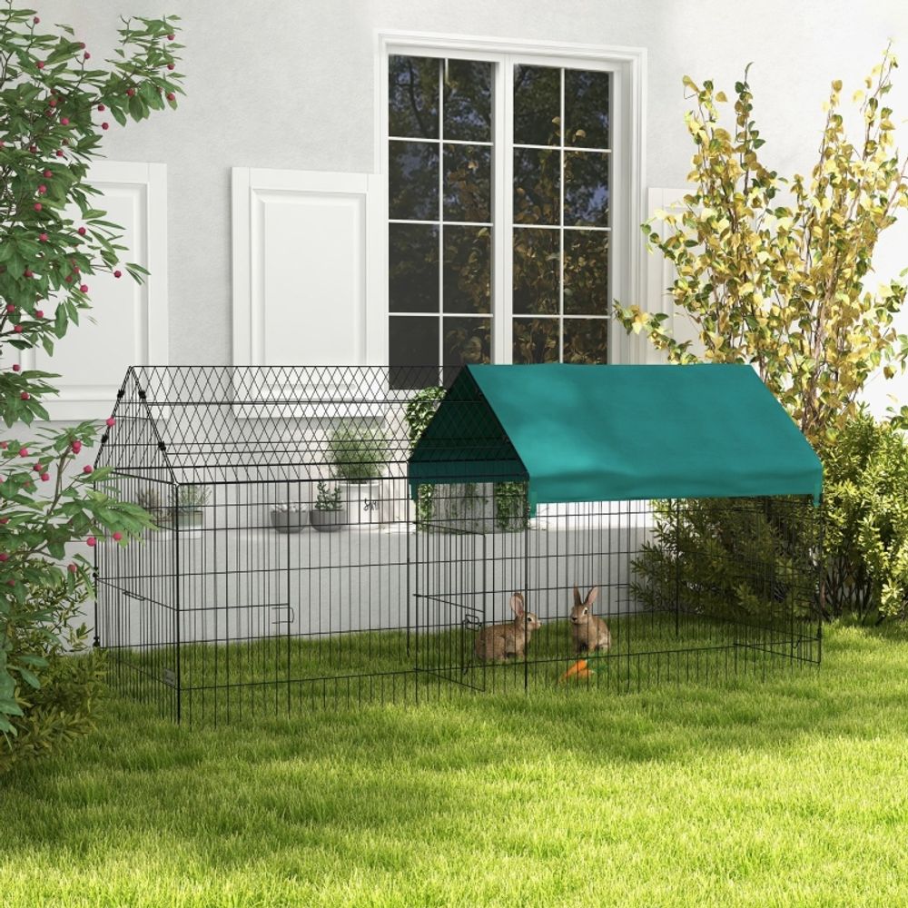 Enclos poulailler lapin acier 1.87m² pour extérieur jardin avec toit 220x85x103cm vert