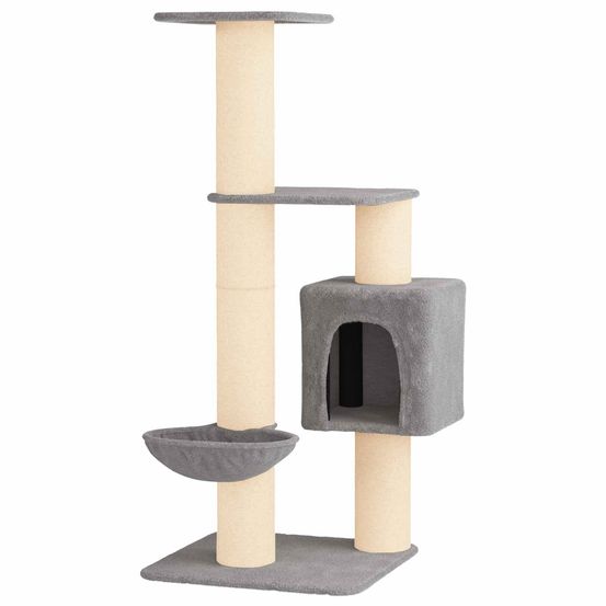Arbre à chat avec poteaux à griffer en sisal gris clair 137 cm