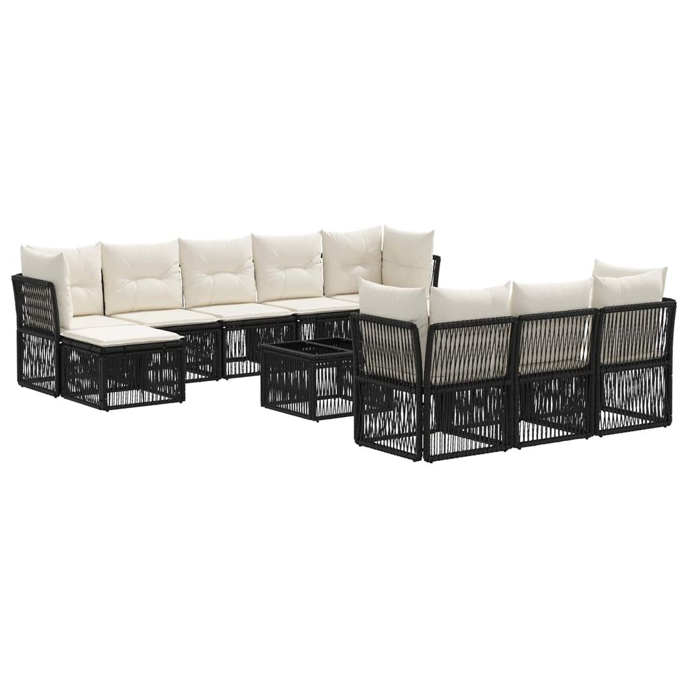 Ensemble de canapé de jardin 11 pc noir polyrotin