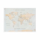 Carte du monde en liège – woody map aquarelle vintage / 90 x 60 cm / cadre blanc