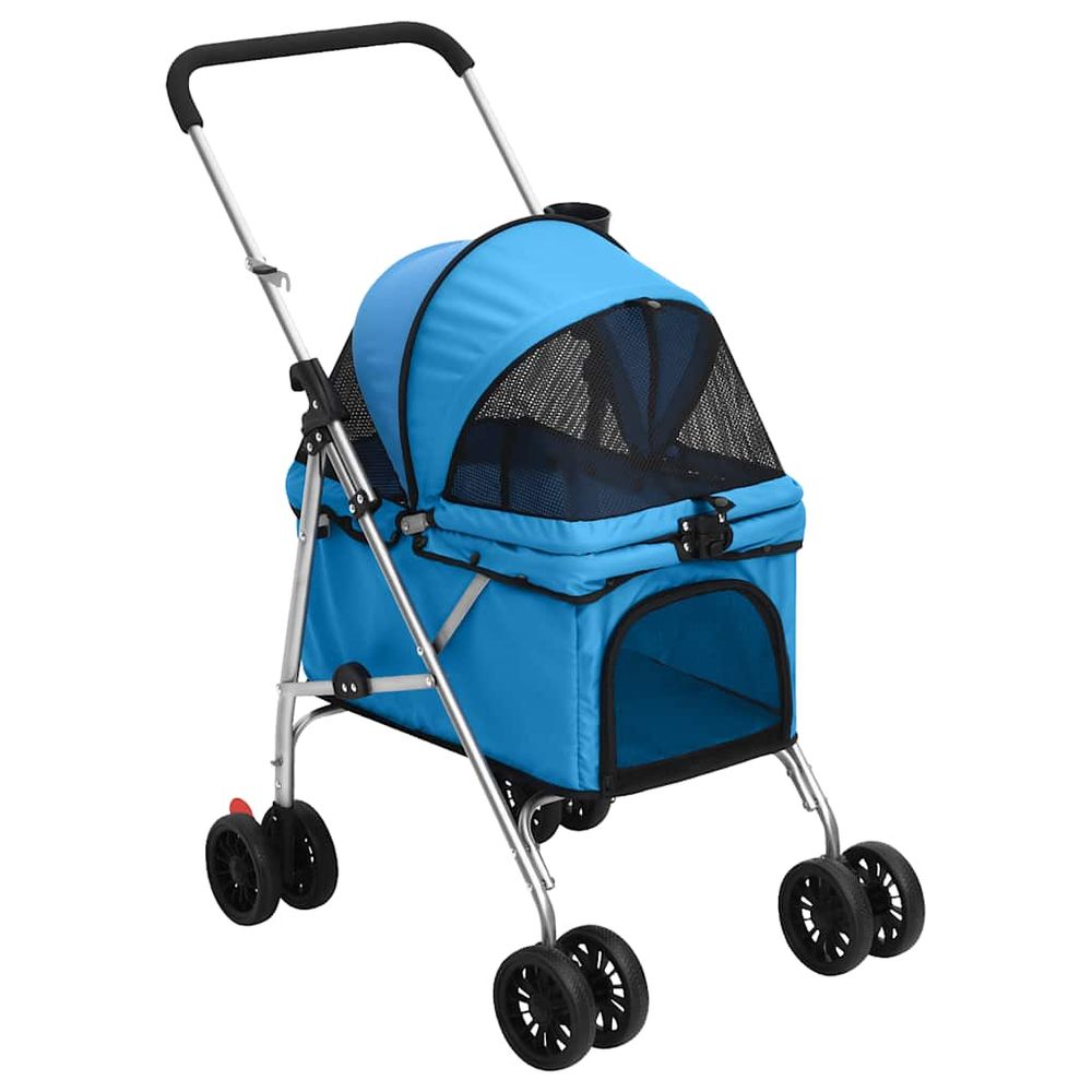 Poussette pour chien et chat pliable en tissu oxford pour voyage bleu