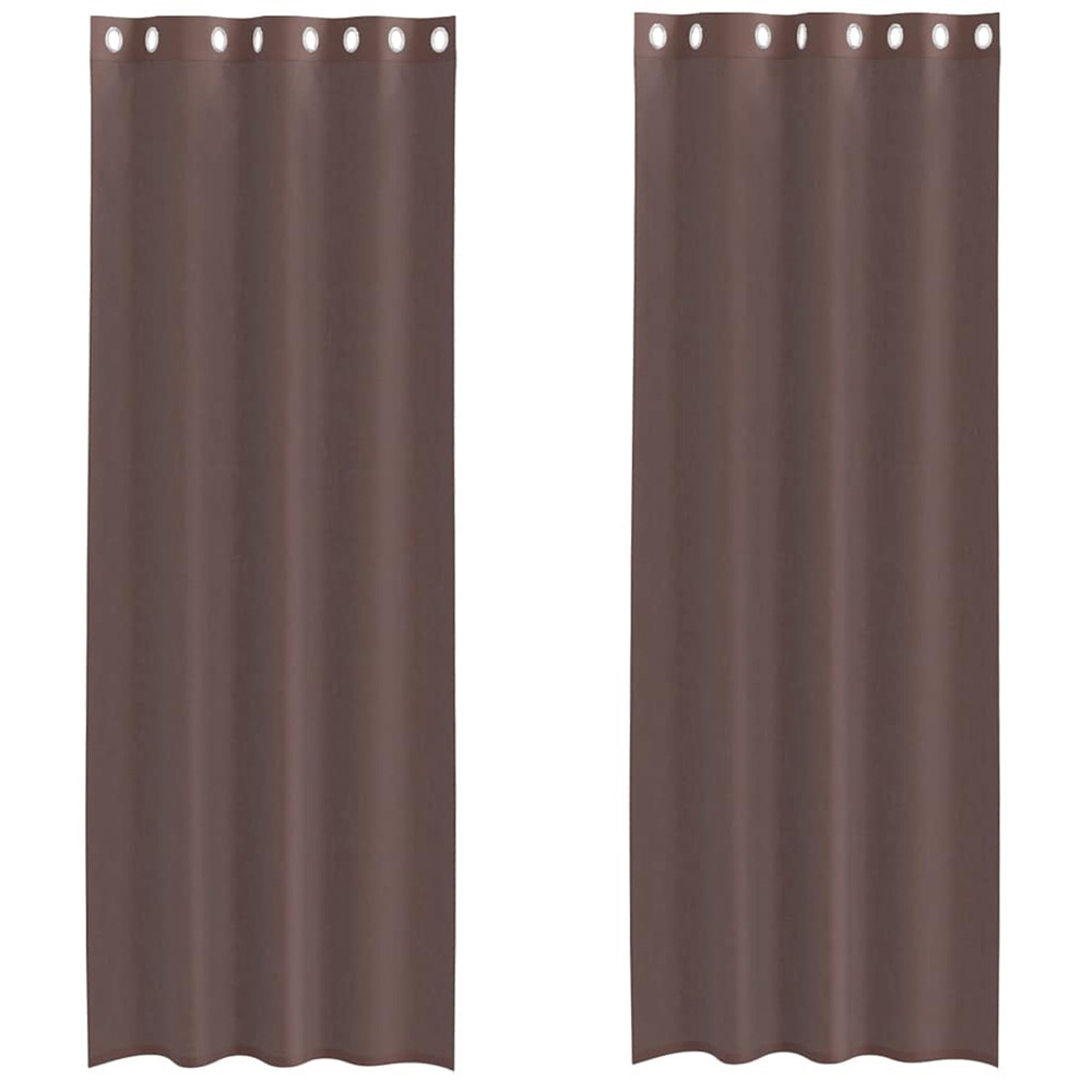 Rideaux en voile avec œillets 2 pcs marron 140x300 cm