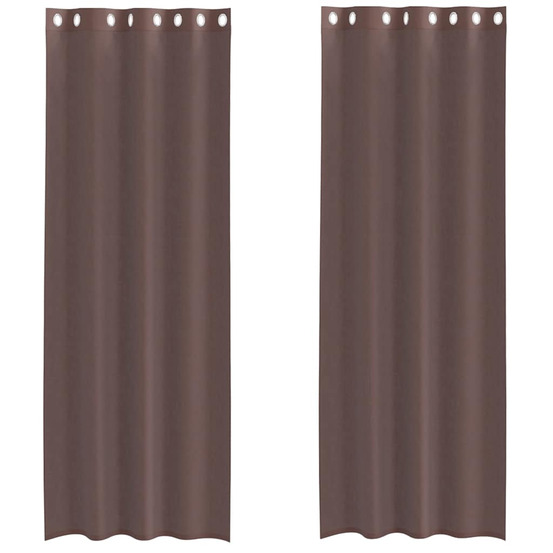 Rideaux en voile avec œillets 2 pcs marron 140x300 cm