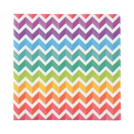Lot de 20 serviettes papier arc en ciel 25 cm
