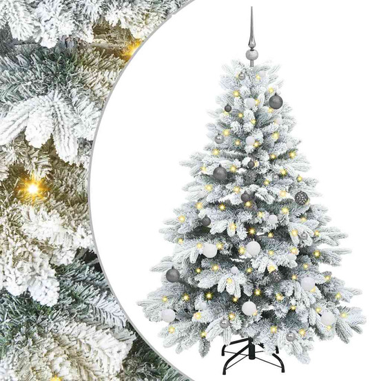 Sapin de noël artificiel avec 150 led blanc 150 cm pe et pvc