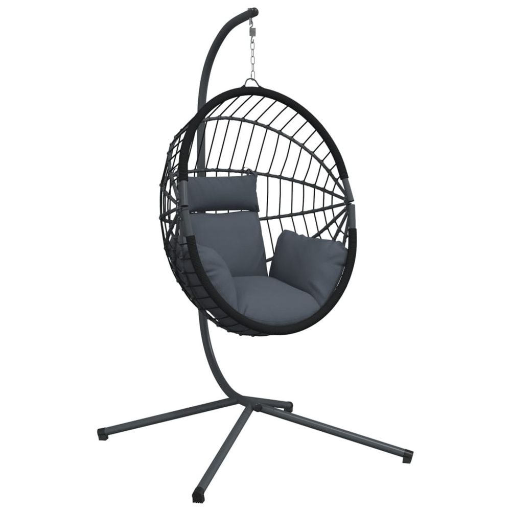 Chaise suspendue en forme d'œuf avec support anthracite