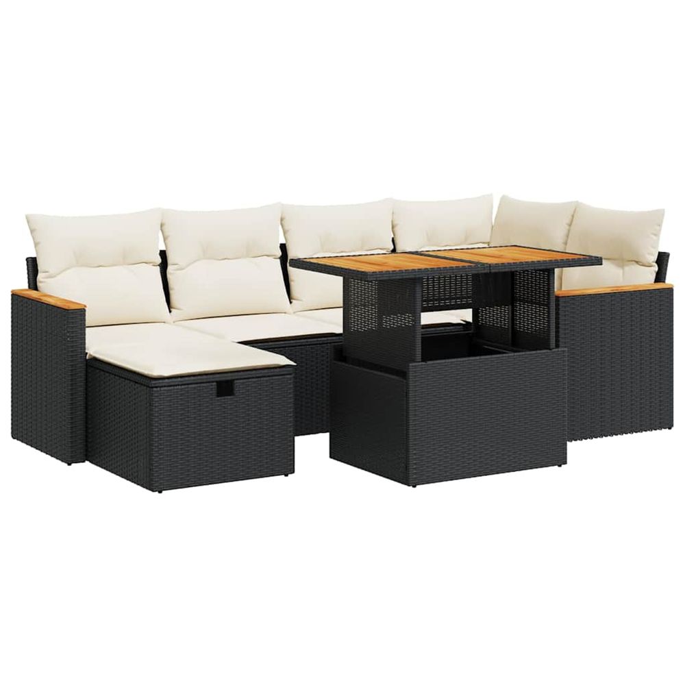 Salon de jardin 8 pcs avec coussins noir résine tressée