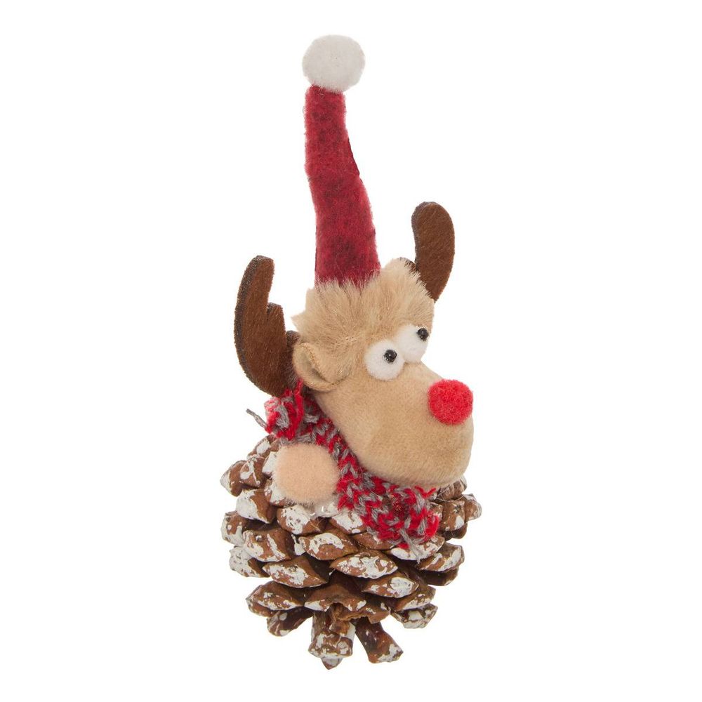 Suspension de sapin personnage en pomme de pin avec bonnet 11 cm