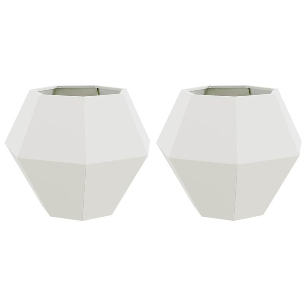 Jardinière d'extérieur 2 pc blanc 75 x 75 x 60 cm acier
