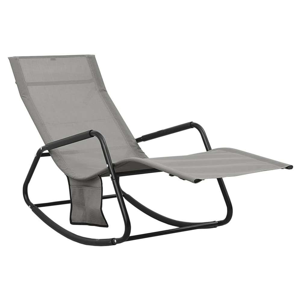 Chaise longue acier et textilène gris bain de soleil