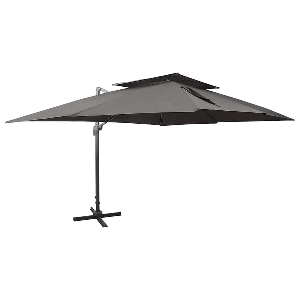 Parasol déporté avec double plateau anthracite 400x300 cm