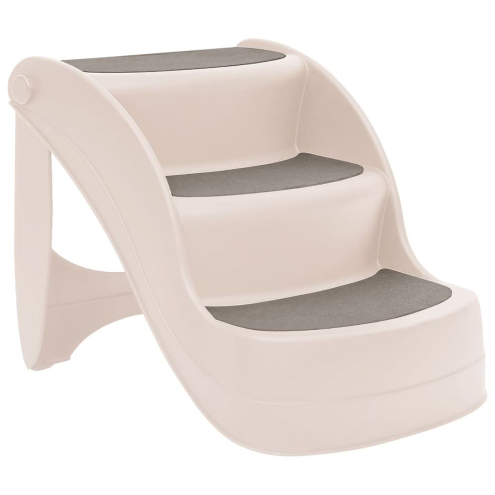 Escalier pliable 3 marches pour chien crème 50x38x38 cm