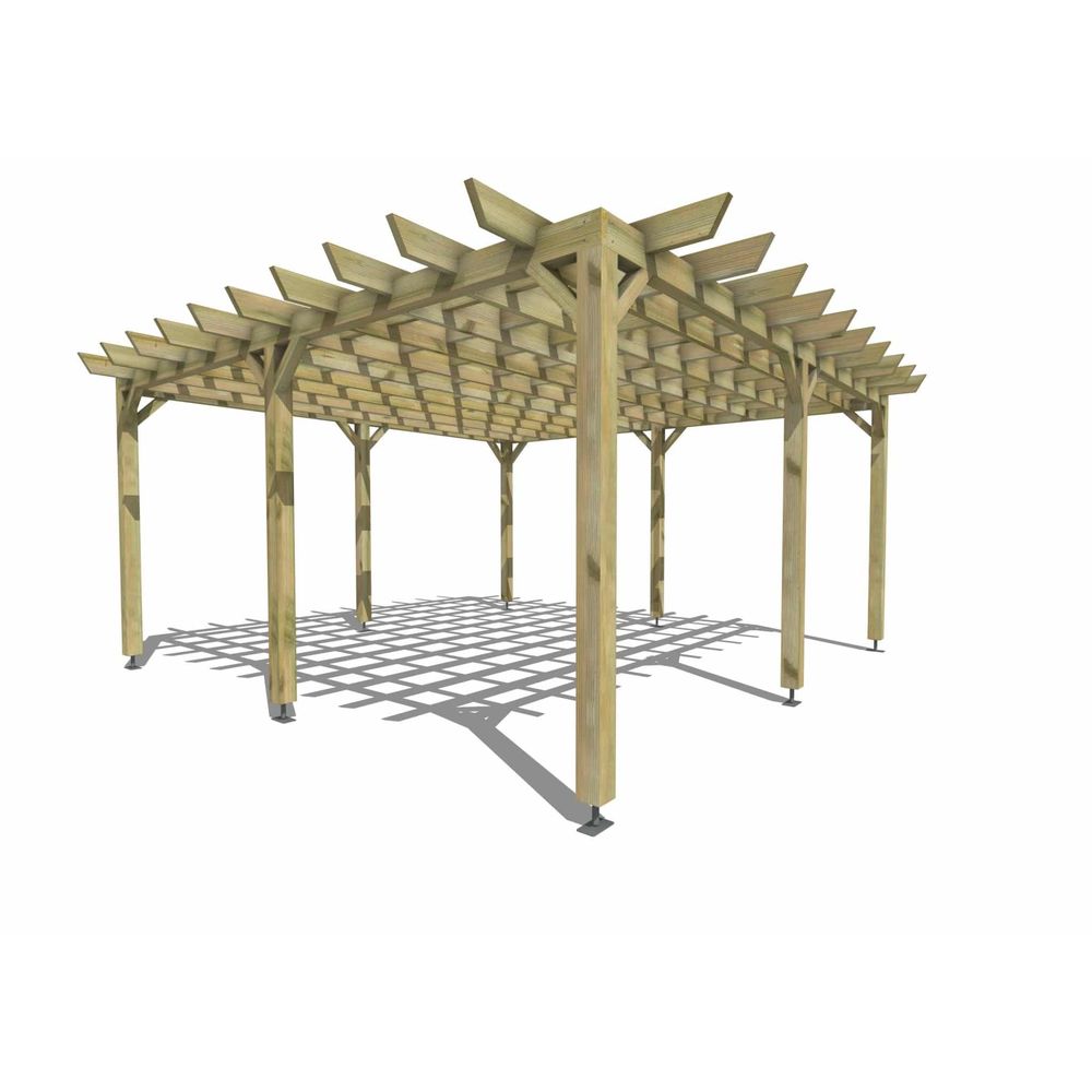 Pergola bois • 5m x 5m • indépendante • style retro • livraison comprise