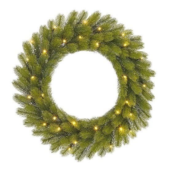 Black box trees nagoya couronne de noël artificielle avec lumières led - h12 x ø60 cm - vert