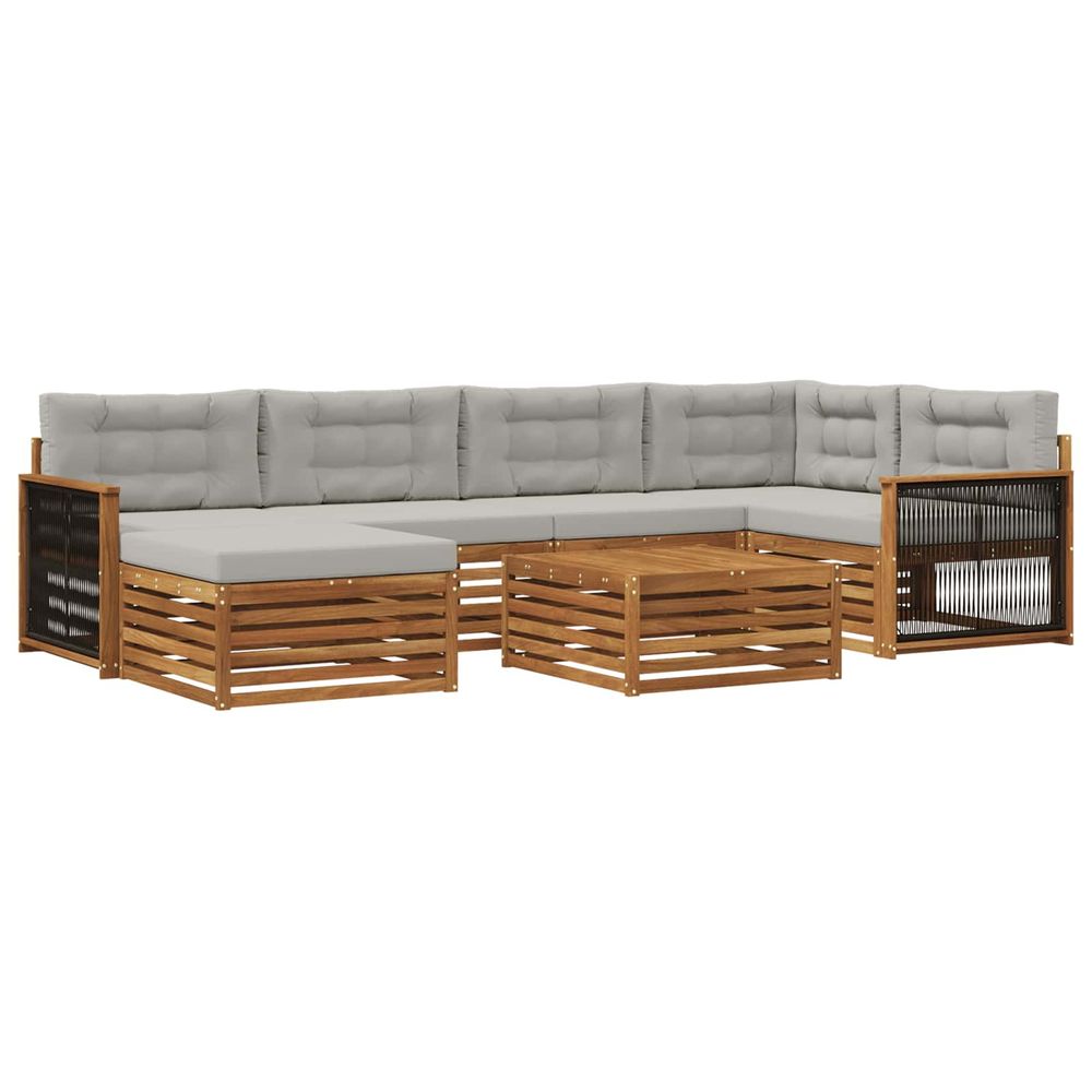 Ensemble de canapés d'extérieur 7 pc naturel et gris clair
