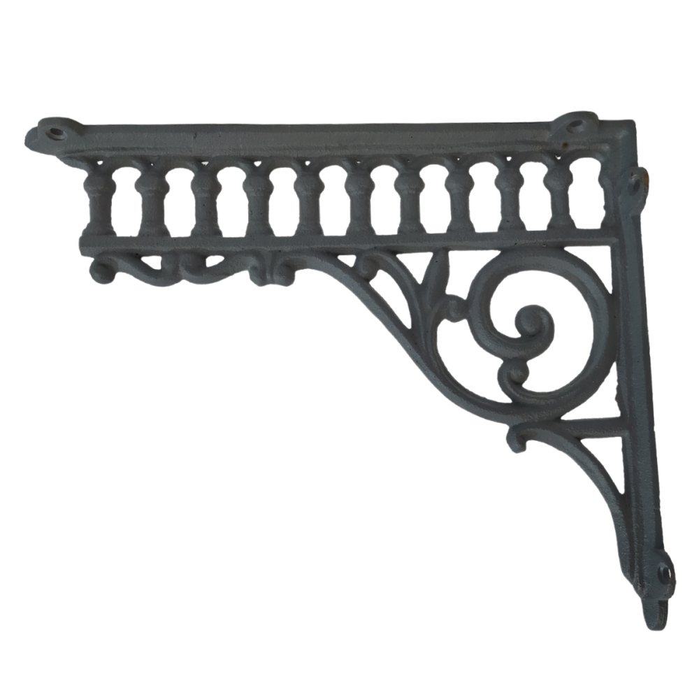 Équerre fixation étagère vintage ancienne fonte grise 27 x 22. 5 cm