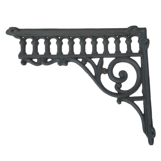 Équerre fixation étagère vintage ancienne fonte grise 27 x 22.5 cm
