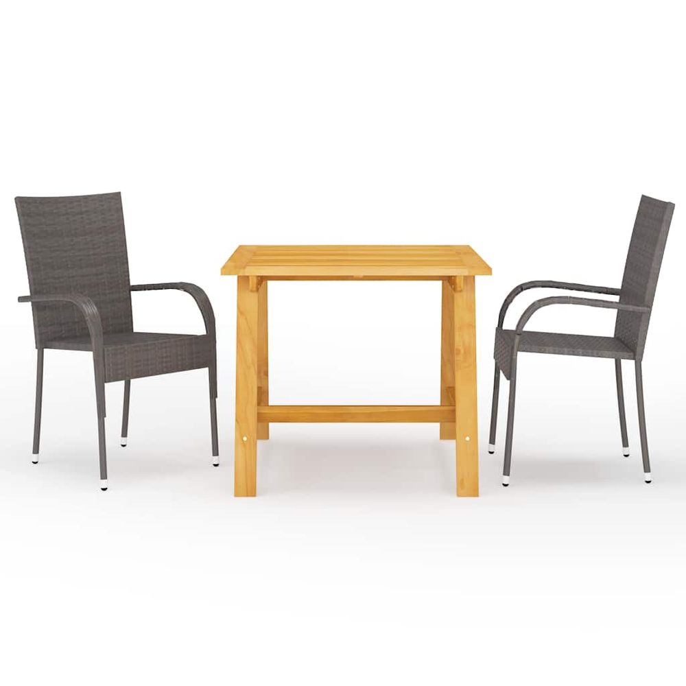 Ensemble à manger de jardin 3 pcs marron