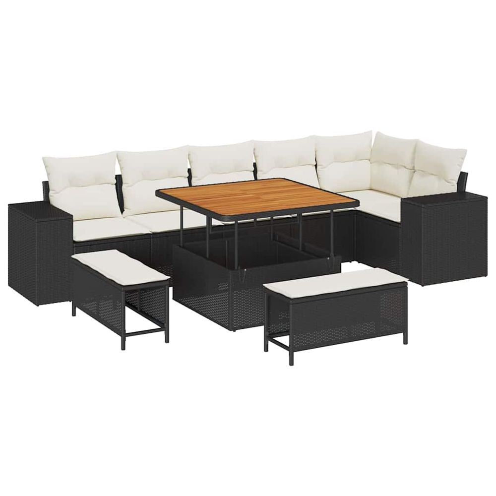 Ensemble de canapé de jardin 9 pc noir polyrotin