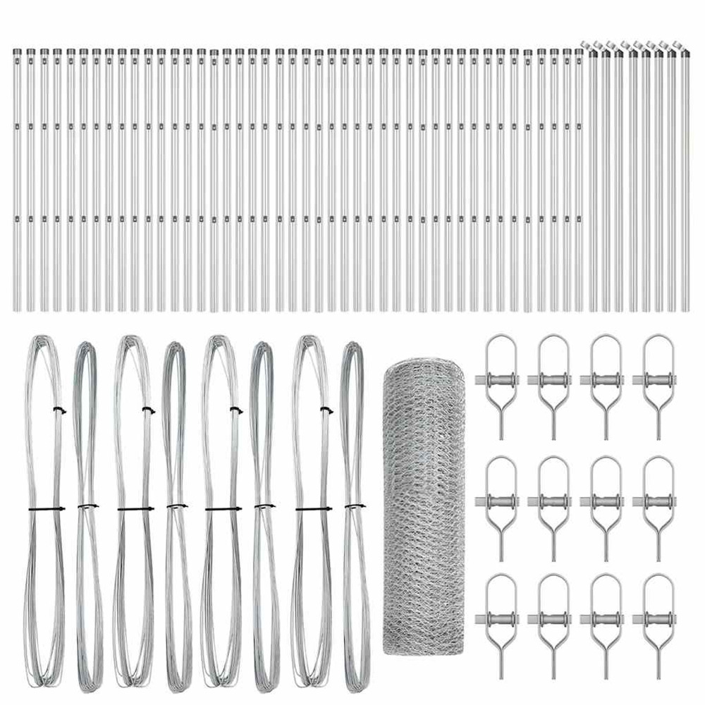 Poteau de clôture. Argenté 100 x 0,5 m (maille de 13 mm) acier