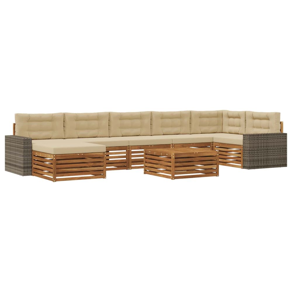 Ensemble de canapés d'extérieur 8 pc naturel et beige