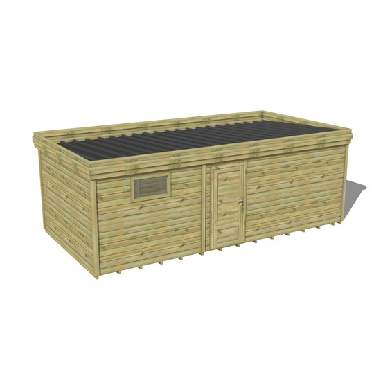 Abri de jardin bois pin traité autoclave 27mm - 7,39x4,34m / 32m2 - bac acier - plancher bois