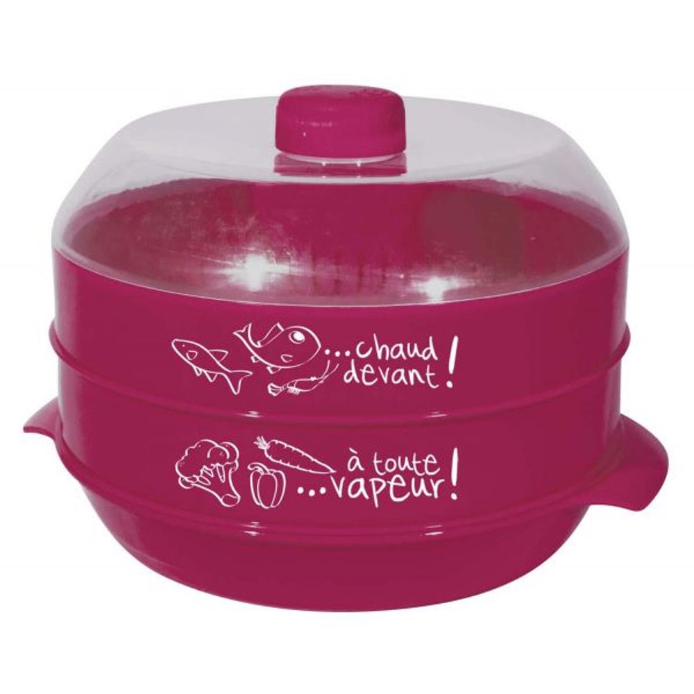 Cuit-vapeur à 2 étages spécial micro-ondes 2.4l fuschia