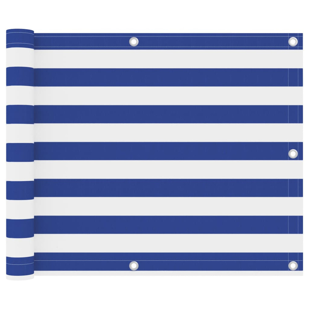 Écran de balcon blanc et bleu 75x600 cm tissu oxford