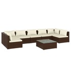Salon de jardin meuble d'extérieur ensemble de mobilier 8 pièces avec coussins résine tressée marron
