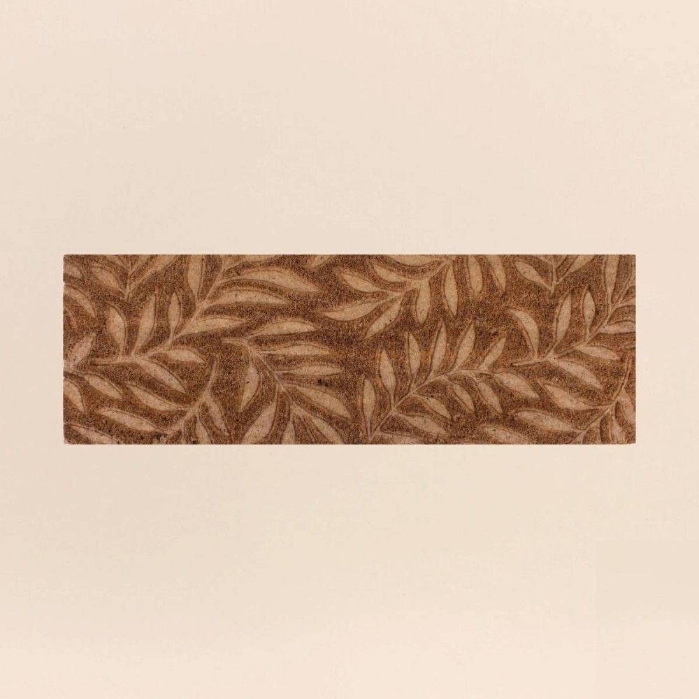 Paillasson de marche coco embossé feuillages 25x75cm