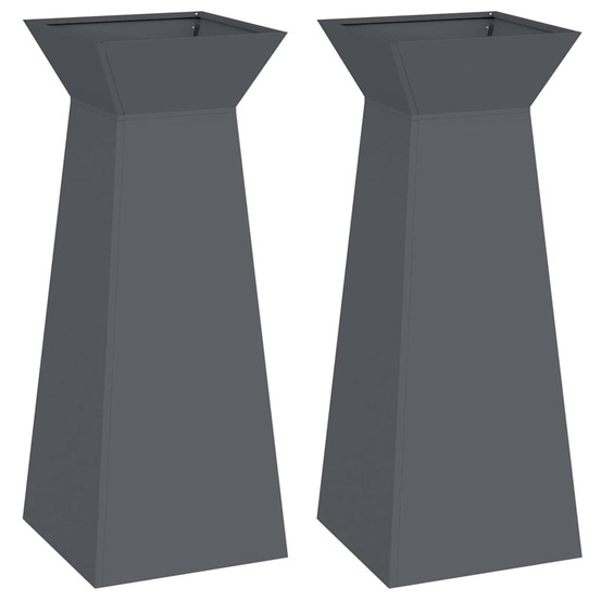 Jardinière d'extérieur à pilier 2 pcs anthracite 40 x 40 x 100 cm