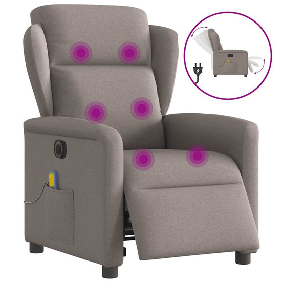 Fauteuil de massage inclinable électrique taupe tissu