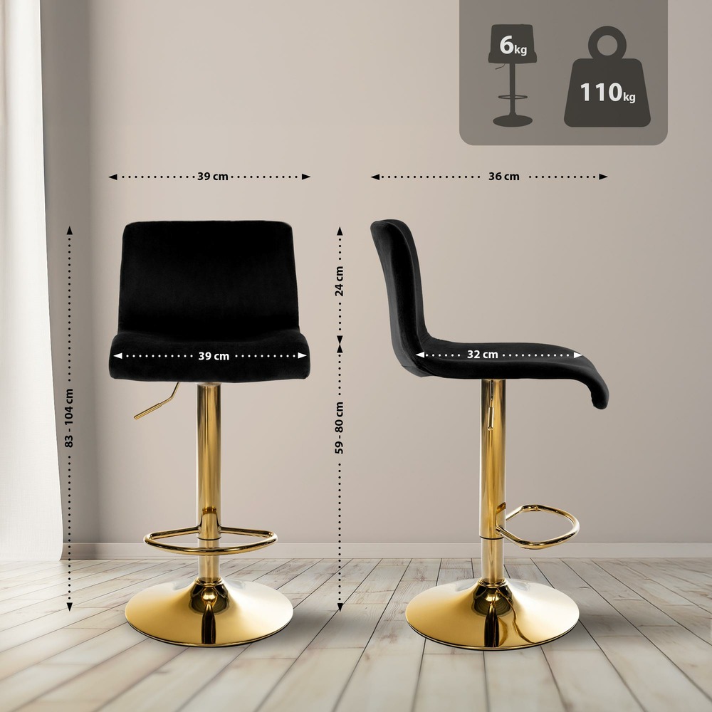 Tabouret de bar hoover velours g