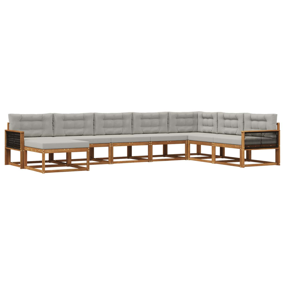 Ensemble de canapés d'extérieur 8 pcs naturel et gris clair
