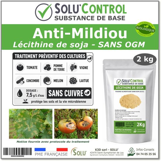 Solu'control lécithine de soja 2 kg – traitement naturel préventif contre le mildiou – substance de base