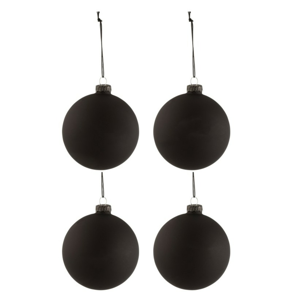 Boite de 6 boules de noël en verre noir 10x10x10 cm