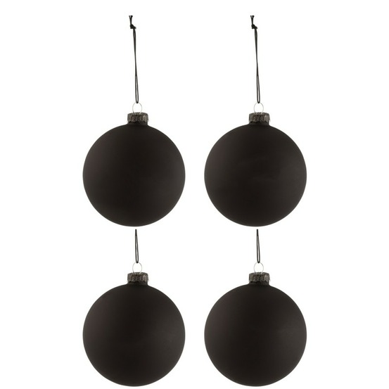 Boite de 6 boules de noël en verre noir 10x10x10 cm
