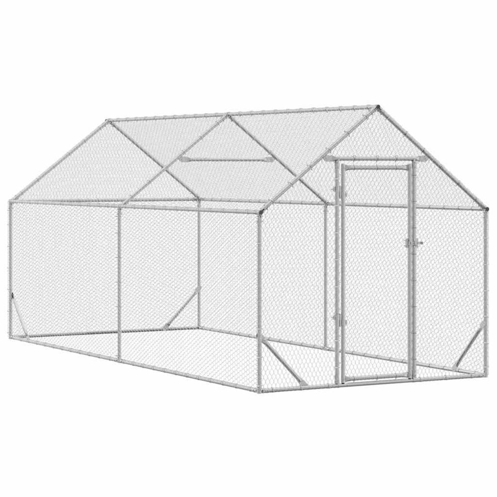 Cage à poules argent 400 x 170 x 177 cm acier galvanisé