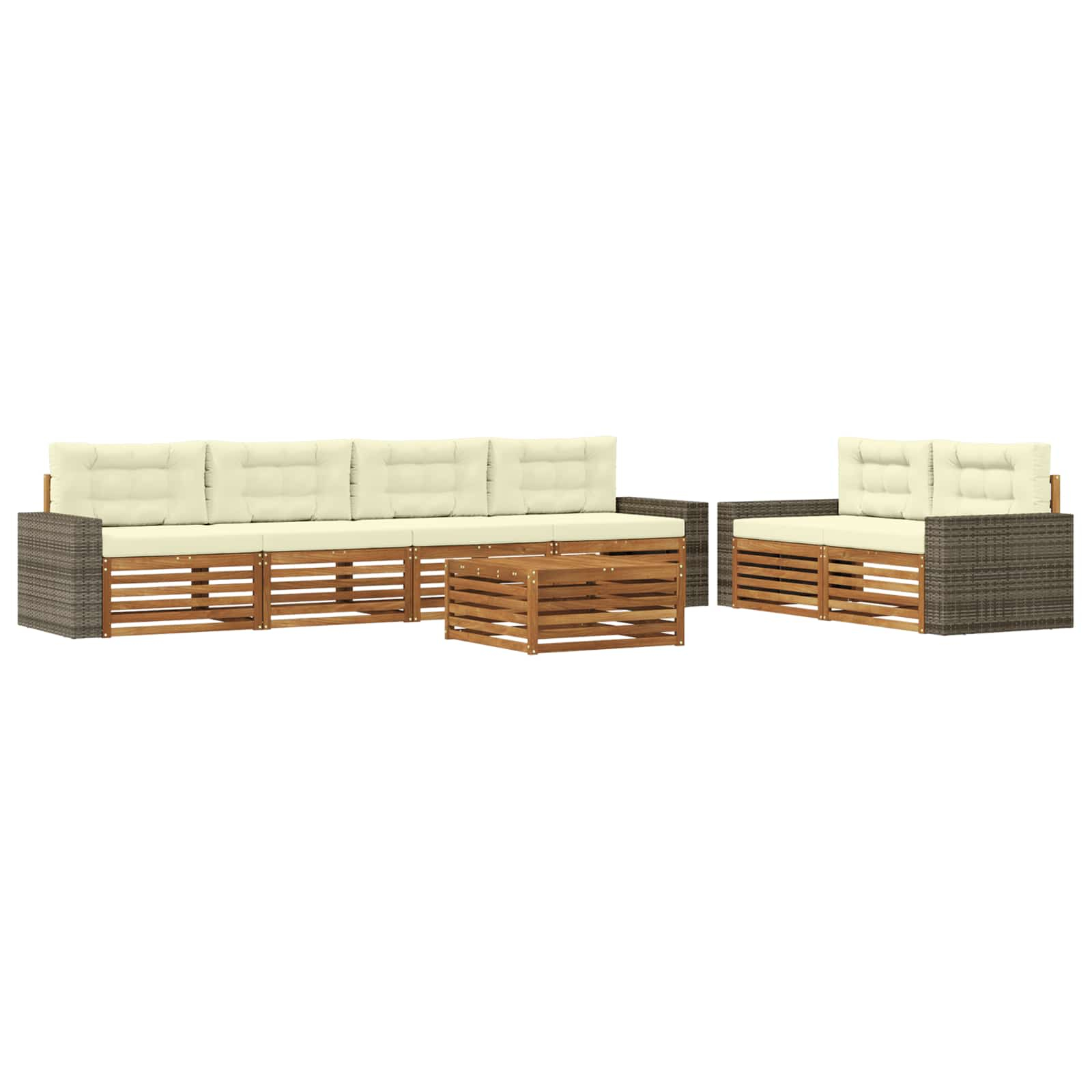 Ensemble de canapés d'extérieur 7 pcs naturel et crème