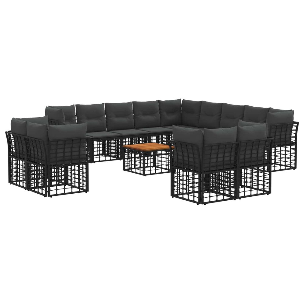 Ensemble de canapés d'extérieur 14 pc noir et gris foncé