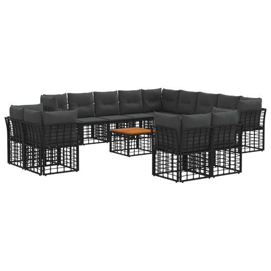 Ensemble de canapés d'extérieur 14 pc noir et gris foncé