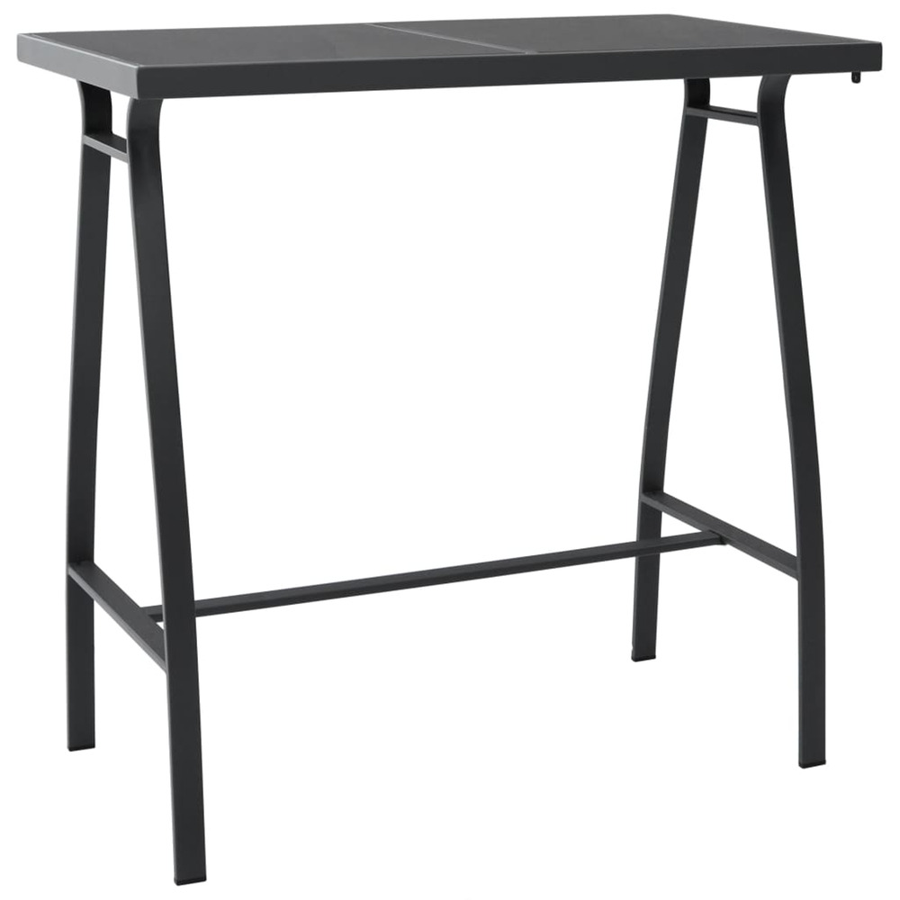 Table de bar de jardin noir 110x60x110 cm verre trempé