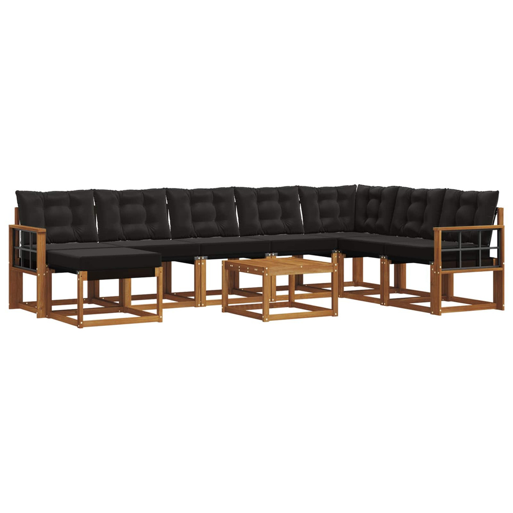 Ensemble de canapés d'extérieur 9 pcs naturel et noir