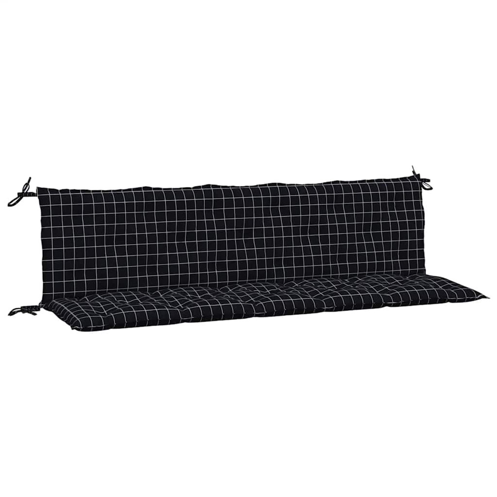 Coussins de banc de jardin lot de 2 motif à carreaux noir