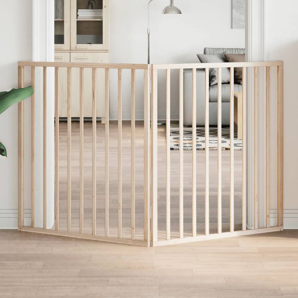 Barrière chien haute 90cm pliable 2 panneaux bois intérieur 160x90cm brun