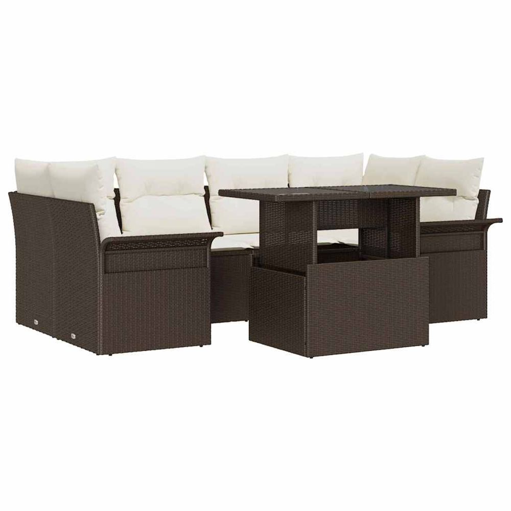 Ensemble de canapé de jardin 7 pc marron