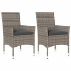 Chaises de jardin avec coussins lot de 2 gris résine tressée