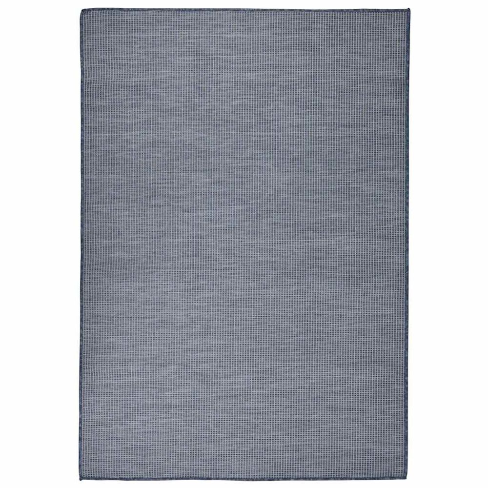 Tapis à tissage plat d'extérieur 140x200 cm bleu