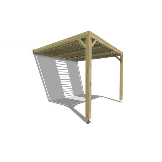 Pergola bois • 3m x 3m • adossée • sens profondeur • lames orientables bioclimatiques incluses • livraison comprise